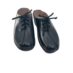 Bastad Original Sweden Black Wooden Clogs with Laces Size US 6-6.5 EU 36 Vintage